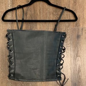 Revolve Superdown Faux Leather Crop Top